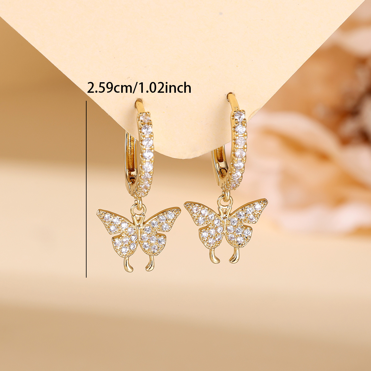 Women's Exquisite Zircon Butterfly Earrings, Fashionable